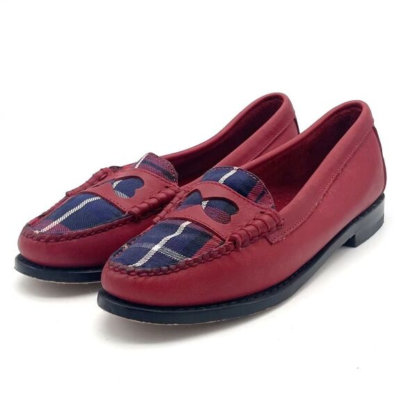 Bass x Rachel Antonoff Red Leather Wendybird Plaid Weejuns Penny Loafer Size 6 - Picture 6 of 16